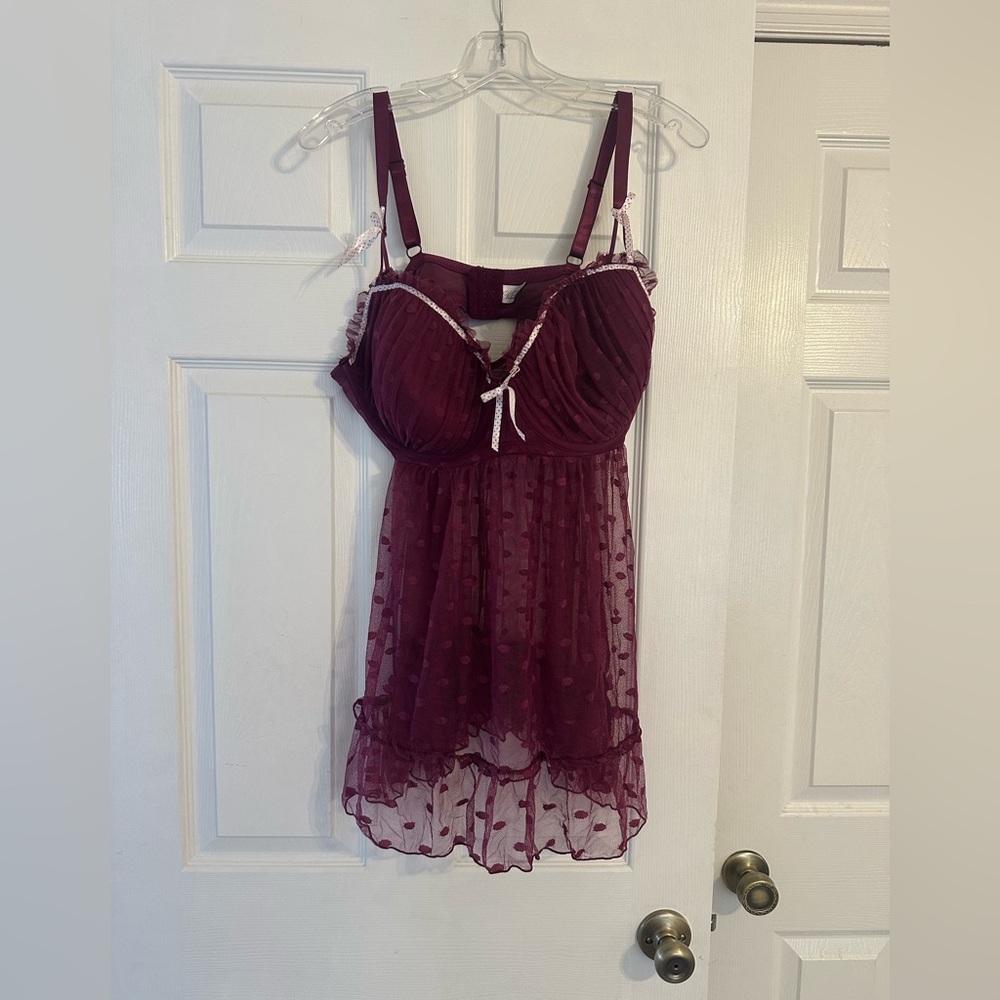 Velvet Kitten  Burgundy Babydoll Lingerie
